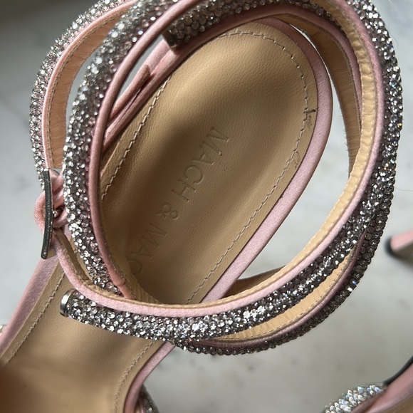 Mach & Mach pink satin ruffle bow Swarovski crystal pumps - Picture 5 of 8